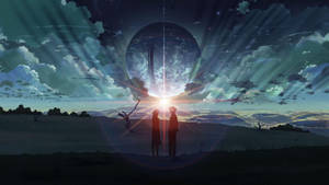 Standing Couple Silhouette Love Anime Wallpaper