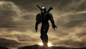 Standing Master Chief Dramatic Backlight Wallpaper