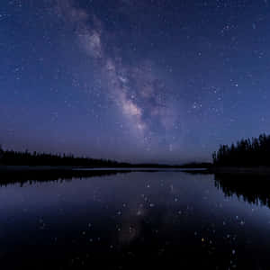 Star Sky Over A Lake Wallpaper