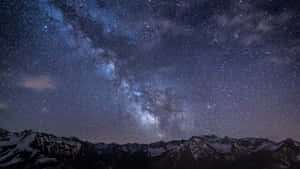 Star Sky With Mountain Range Wallpaper