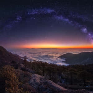 Star Sky With Sea Of Clouds Wallpaper