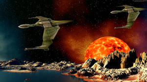 Star Trek Starships Klingon Starships On Planet Wallpaper