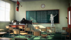Star Wars Characters In A Classroom Wallpaper