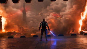 Star Wars Mandalorian Fight Scene Wallpaper