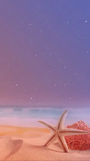 Starfish Purple Sky Phone Wallpaper