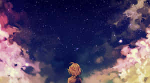 Stargazing Anime Character Nebula Backdrop Wallpaper