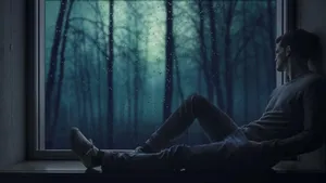 Staring The Window With Sadness Wallpaper