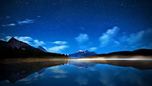 Starry Lake On A Beautiful Night Wallpaper