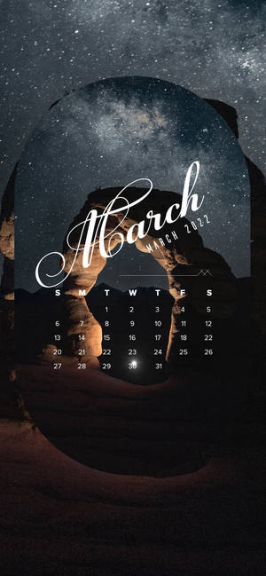 Starry March 2022 Calendar Wallpaper