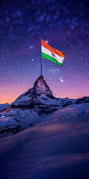 Starry Mountain Indian Flag Mobile Wallpaper