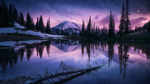 Starry_ Mountain_ Lake_ Reflection_4 K Wallpaper