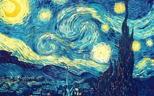 Starry Night Aesthetic Art Desktop Wallpaper