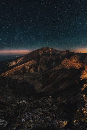 Starry Night For Mountain Iphone Theme Wallpaper