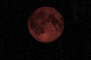 Starry Red Moon Night Sky Wallpaper