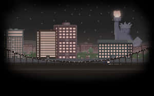 Statue City Pixel Art Wallpaper