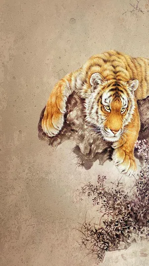 Stay Connected In Style With Tiger Phone! Wallpaper