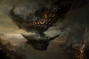 Steampunk Fantasy Airship Wallpaper
