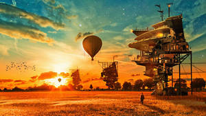 Steampunk Hot Air Balloon Wallpaper