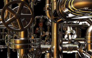 Steampunk Pipeline Complexity Wallpaper