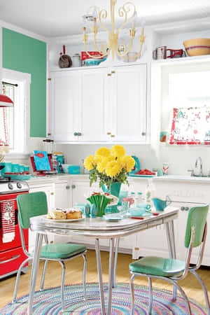 Step Back In Time With A Lively Retro Diner Wallpaper