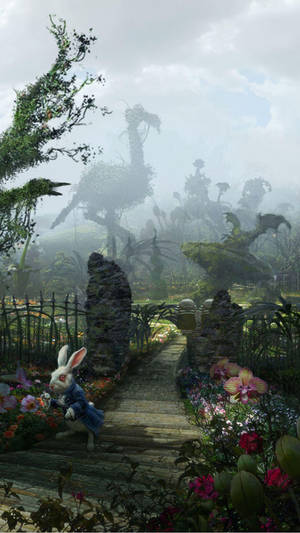 Step Into A World Of Adventure With Alice's In Wonderland Phone Wallpaper