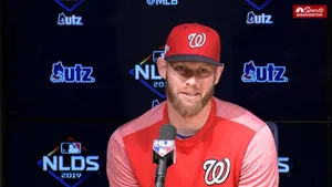 Stephen Strasburg Being Interviewed By Reporters Wallpaper