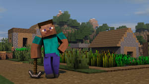 Steve With Iron Pickaxe Minecraft Hd Wallpaper