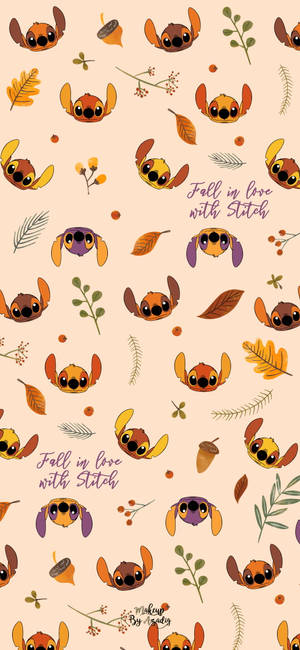 Stitch Disney Autumn Phone Background Wallpaper