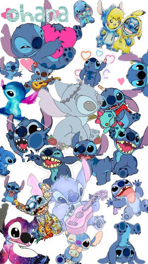 Stitch Disney Different Facial Expressions Wallpaper