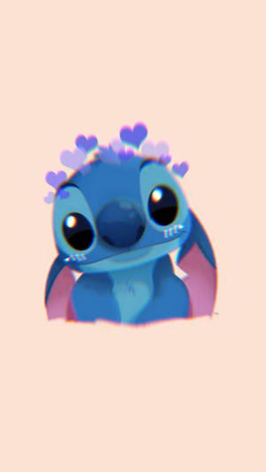Stitch Disney With Hearts On Head Wallpaper