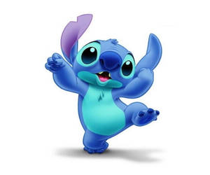 Stitch From Disney Dancing On White Wallpaper