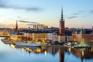 Stockholm Sweden Skyline Reflected Wallpaper
