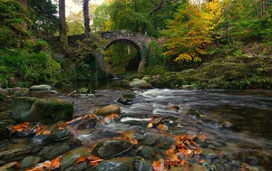 Stone Bridge In Rocky River Ireland Desktop Wallpaper