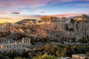 Stone Buildings In Sounion Wallpaper