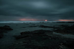 Storm At Sea Sunset Horizon Wallpaper