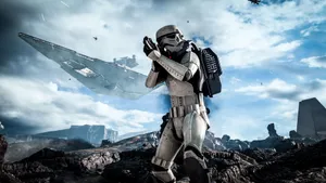 Stormtrooper Under Bright Sky Wallpaper