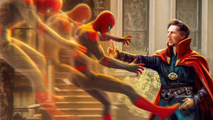 Strange Punches Spider-man Marvel Laptop Wallpaper