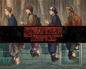 Stranger Things 3 Cartoon Art Wallpaper
