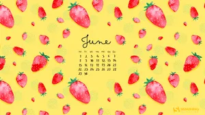 Strawberries June Calendar Wallpaper