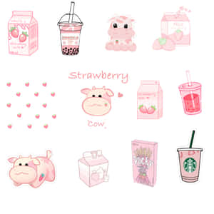 Strawberry Cow By Sakura Kawaii Wallpaper