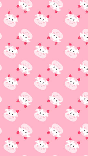 Strawberry Cow Upside-down Pattern Wallpaper