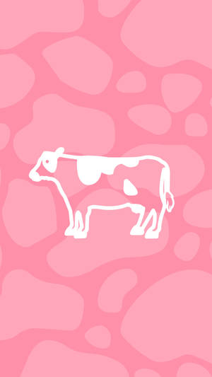 Strawberry Cow White Outline Wallpaper