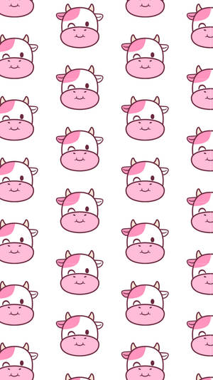 Strawberry Cow Winking Tiled Wallpaper