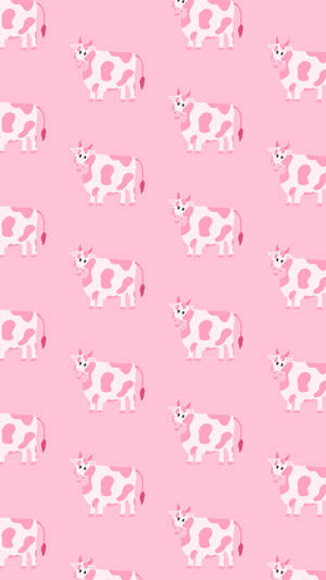 Strawberry Cow With Black Eyes Tiled Wallpaper