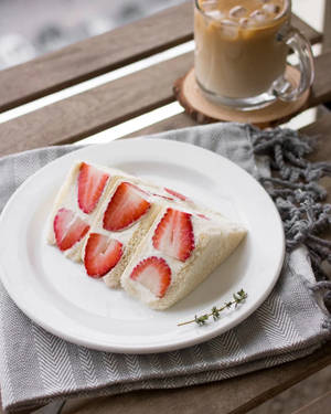 Strawberry Sandwich With Coffee Wallpaper