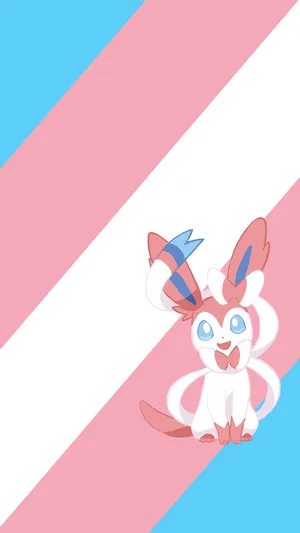 Striped Blue Pink Sylveon Phone Wallpaper