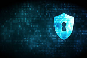 Strong Cyber Security Shield Protecting Keyhole Wallpaper