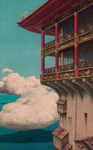 Studio Ghibli Scenery Castle Over Sea Wallpaper