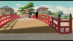 Studio Ghibli Scenery Spirited Away Red Bridge Wallpaper
