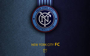 Stunning High-definition New York Fc Logo Imprinted On Blue Leather Wallpaper